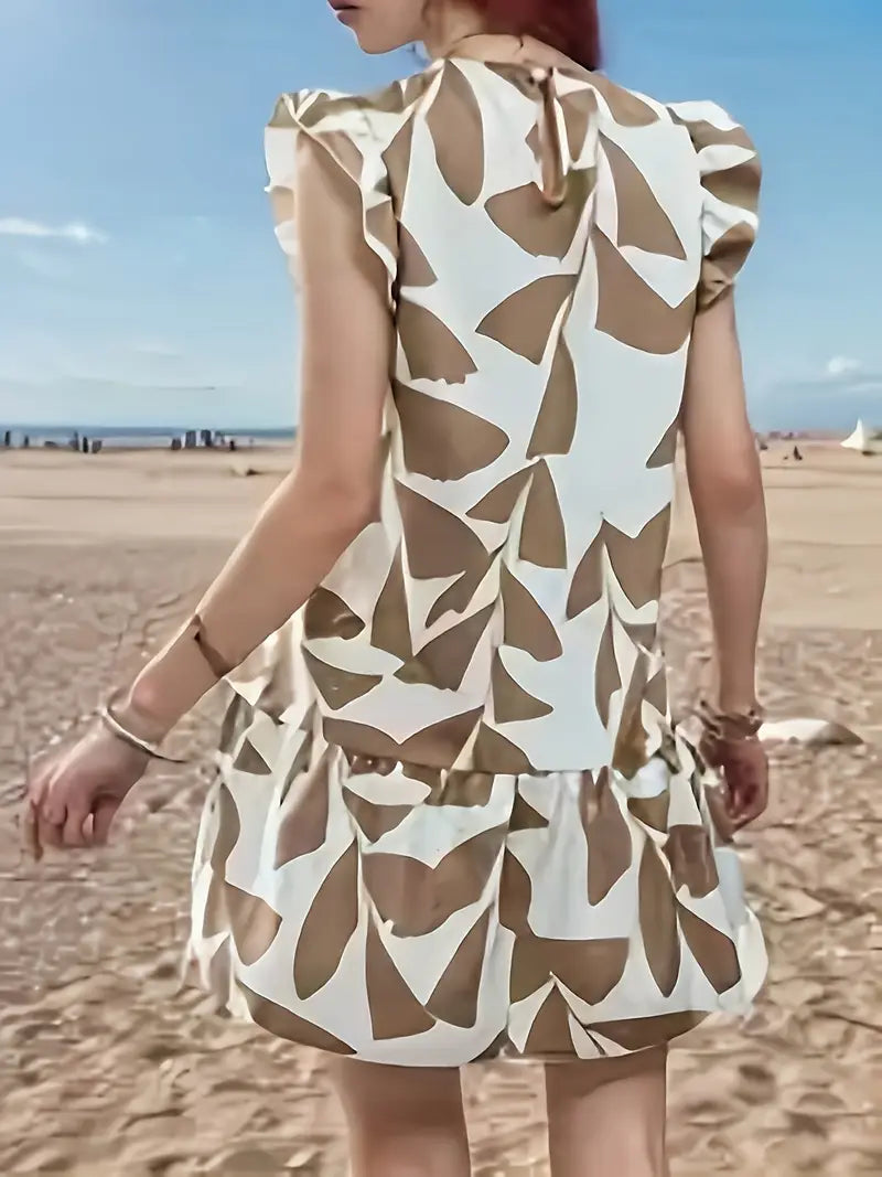 LF | Robe imprimée à manches ruchées