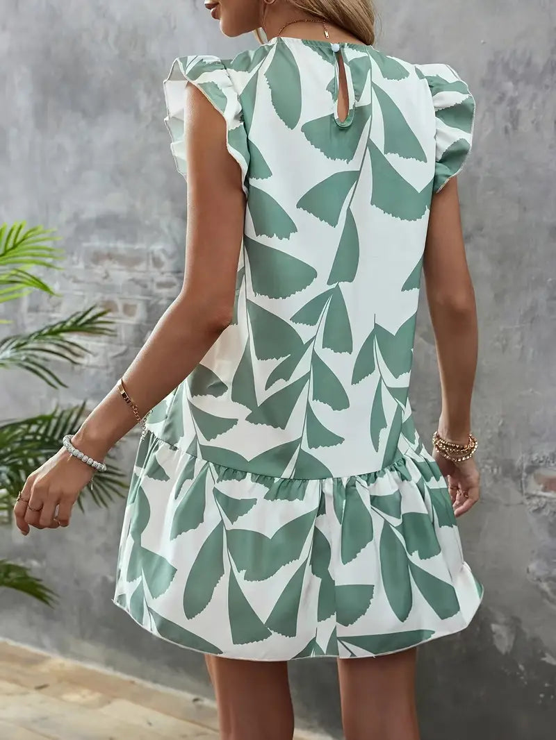 LF | Robe imprimée à manches ruchées