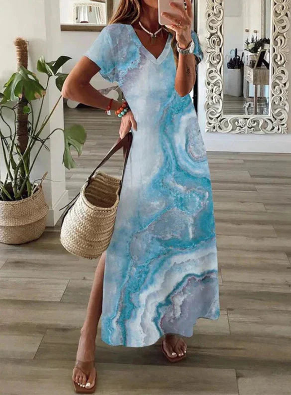 LF | Maxi-robe à manches courtes et décolleté en V