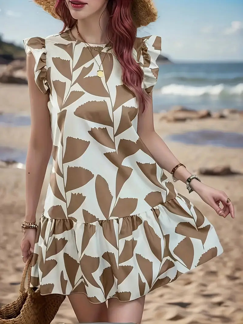 LF | Robe imprimée à manches ruchées
