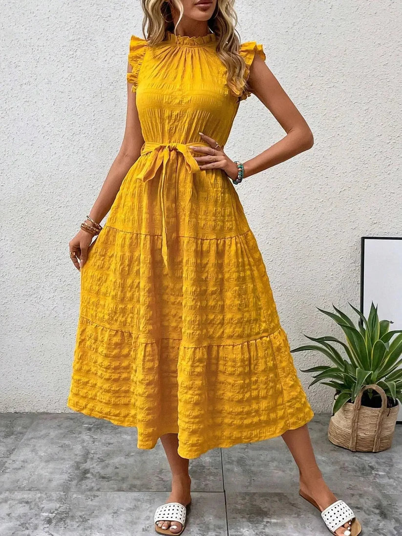 LF | Femme Ruché Ruché Ourlet Ceinture d'ourlet robe longue