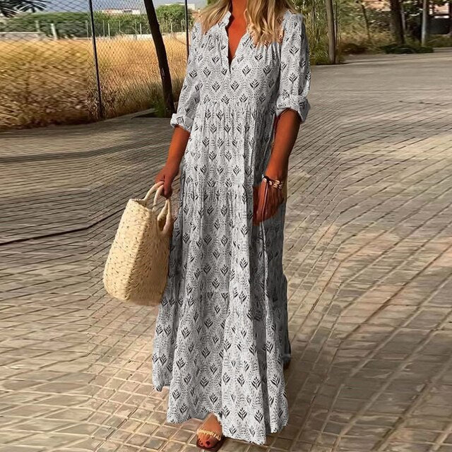 LF | Robe de loisirs à manches longues et décolleté en V