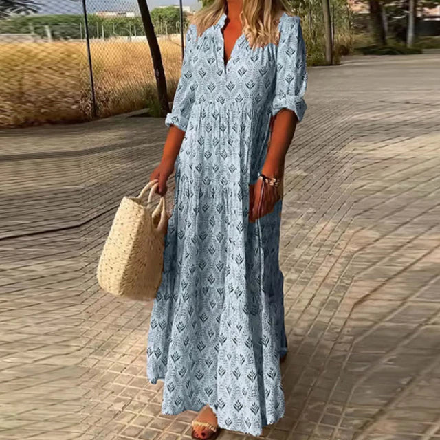 LF | Robe de loisirs à manches longues et décolleté en V