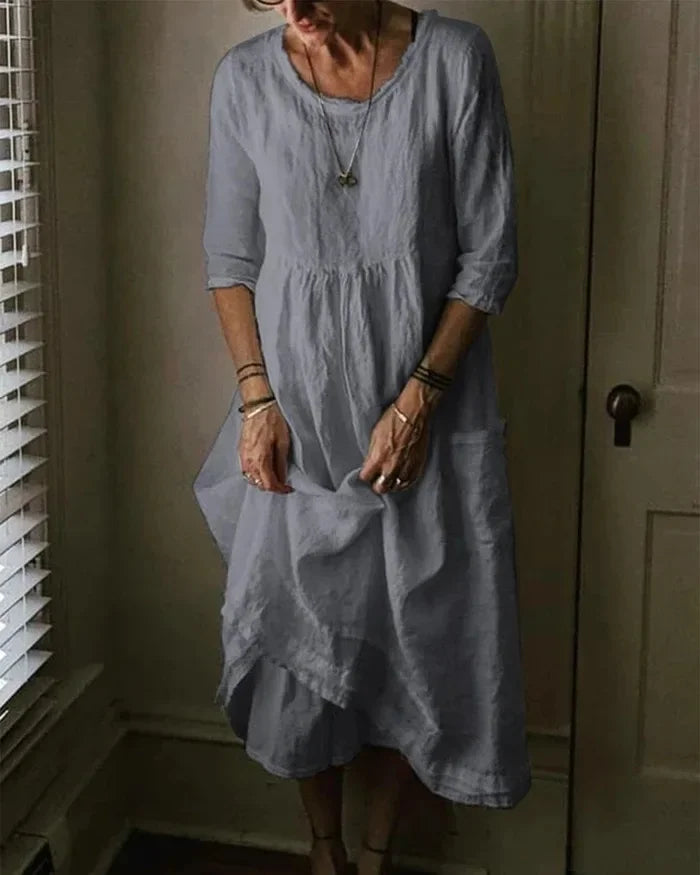 LF | Robe grande taille en coton et lin pour femme