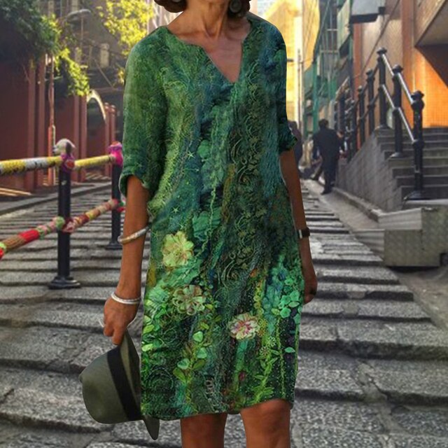 LF | Robe à col en V et demi-manches