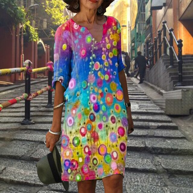 LF | Robe à col en V et demi-manches