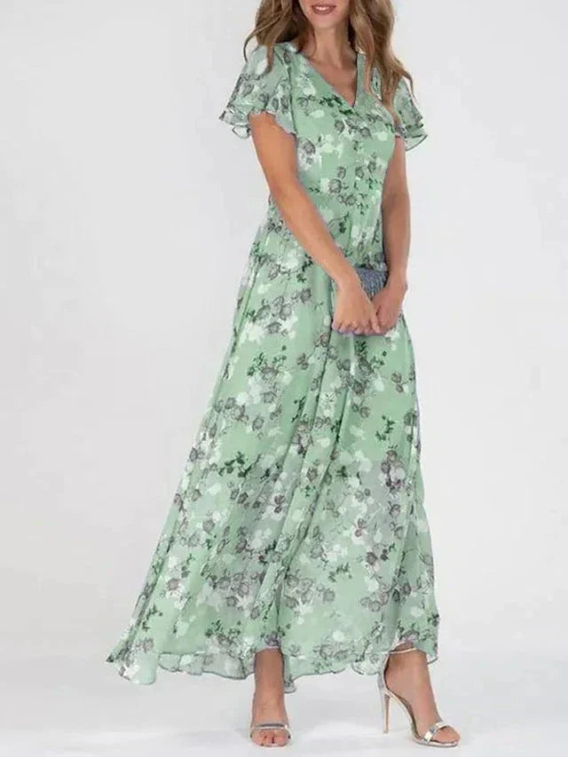 LF | Robe en ligne A avec imprimé floral et décolleté en V