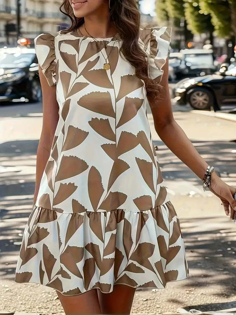 LF | Robe imprimée à manches ruchées