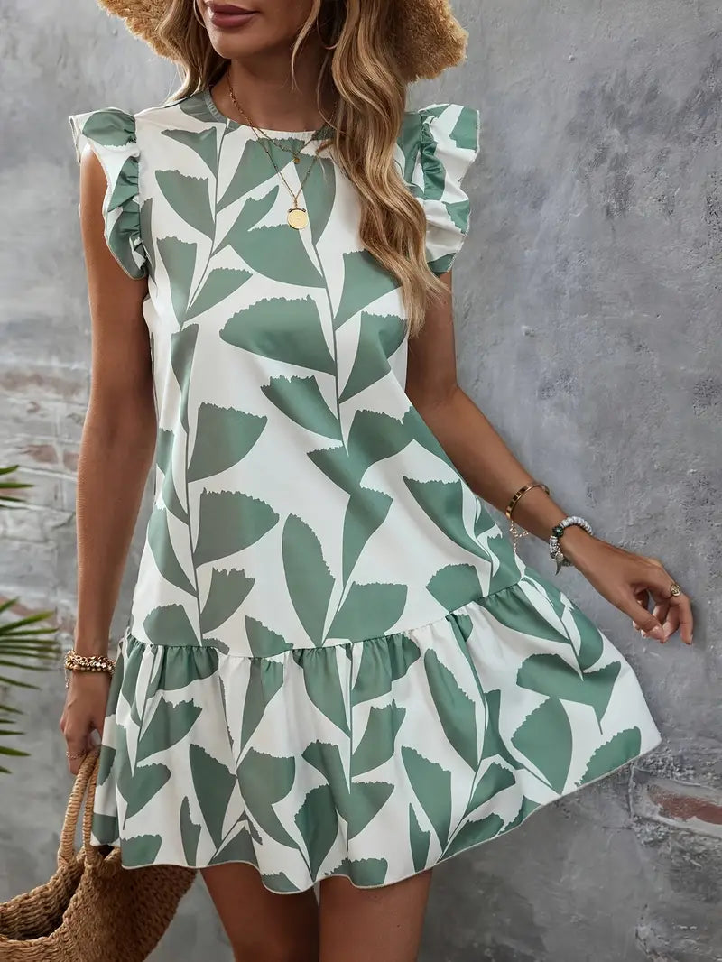 LF | Robe imprimée à manches ruchées