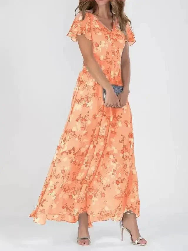 LF | Robe en ligne A avec imprimé floral et décolleté en V