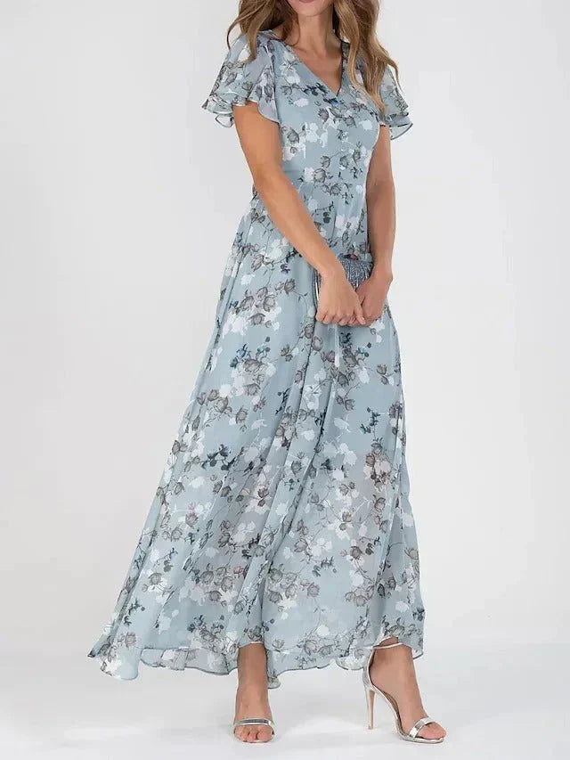 LF | Robe en ligne A avec imprimé floral et décolleté en V