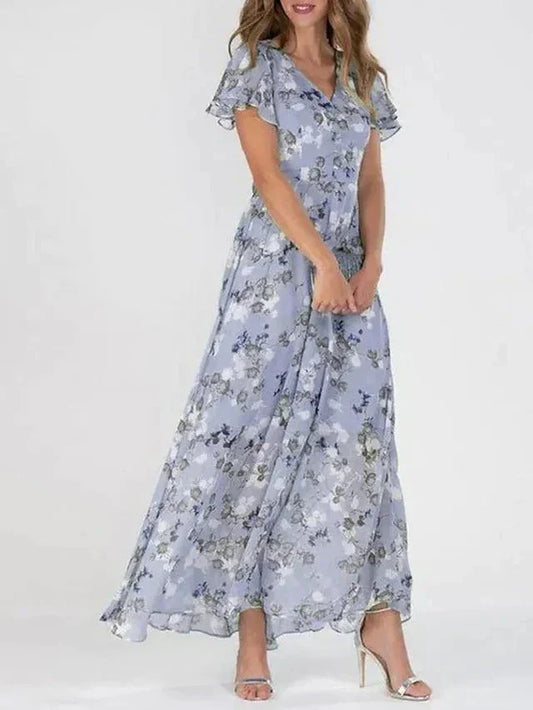 LF | Robe en ligne A avec imprimé floral et décolleté en V