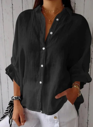 LF | Blouse en coton et lin avec boutonnage