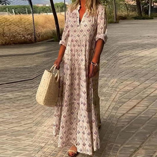 LF | Robe de loisirs à manches longues et décolleté en V