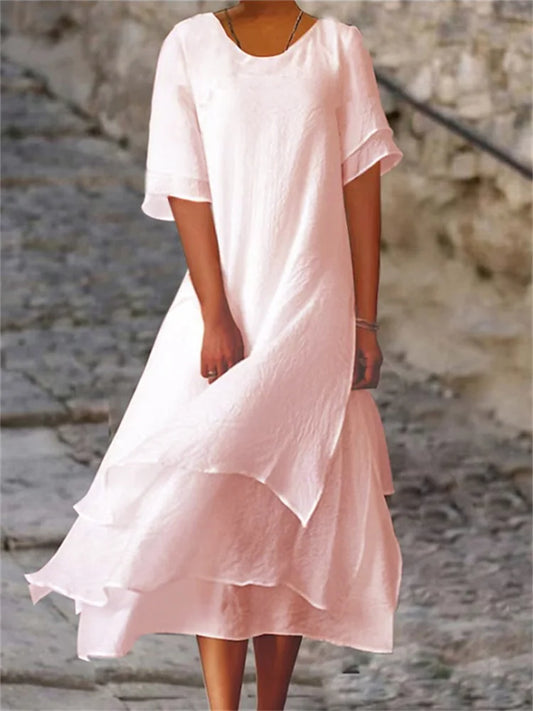 LF | Robe à manches courtes avec double épaisseur et col rond