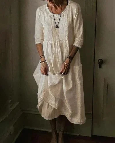 LF | Robe grande taille en coton et lin pour femme