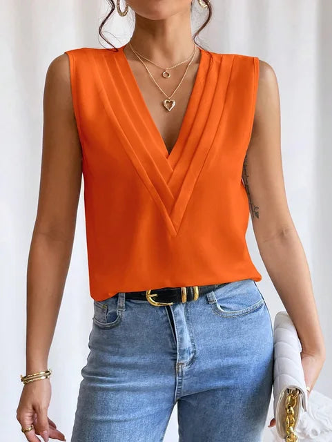 LF | Top élégant sans manches avec décolleté en V