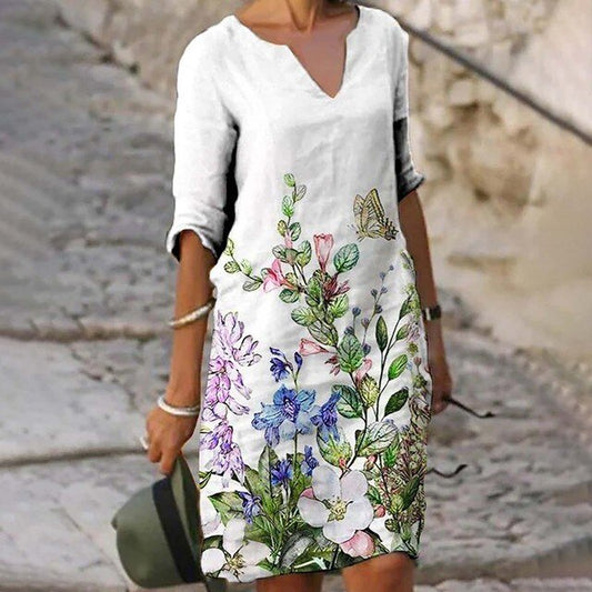LF | Robe à col en V et demi-manches