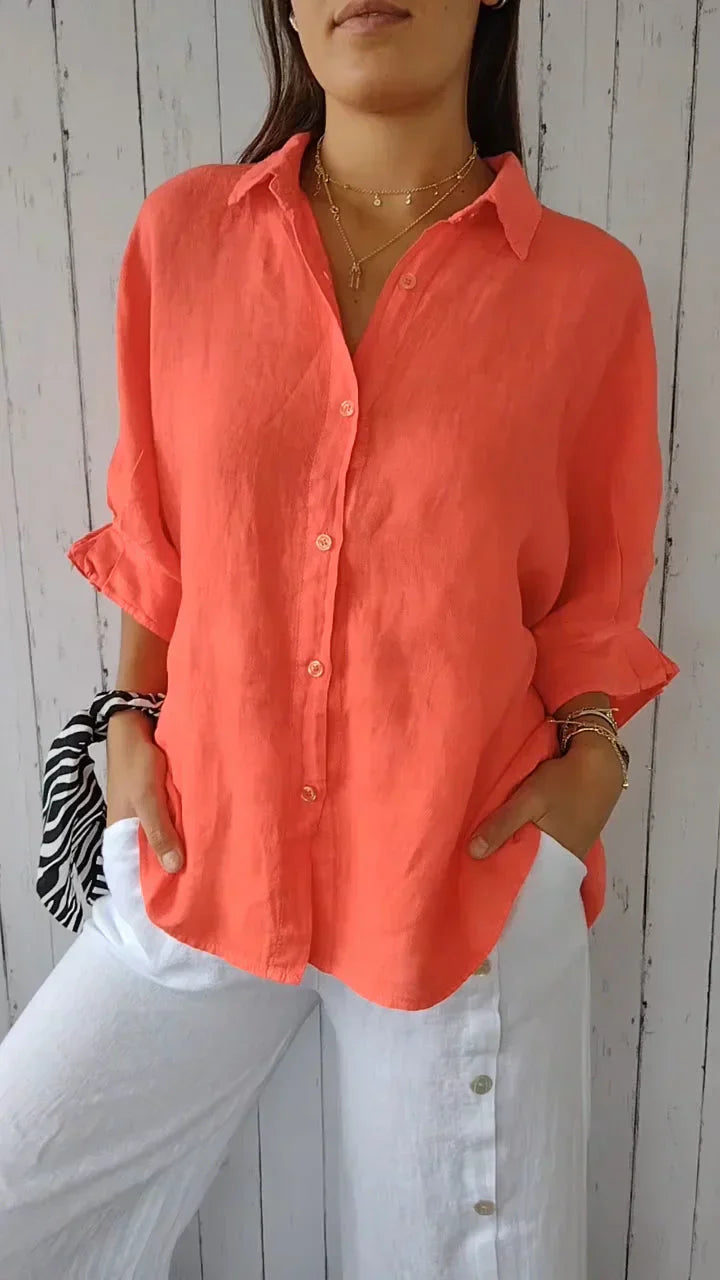 LF | Blouse en coton et lin avec boutonnage